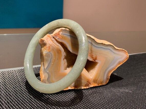 Vintage Hand Carved Jade Bangle. - image 1