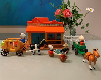 934 FISHER PRICE VINTAGE LITTLE PEOPLE WESTERN DAD FATHER STAGE COACH DRIVER GUC 