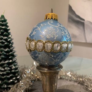 Vintage Blue Mercury Glass Christmas Tree Ornament, hand blown in Germany