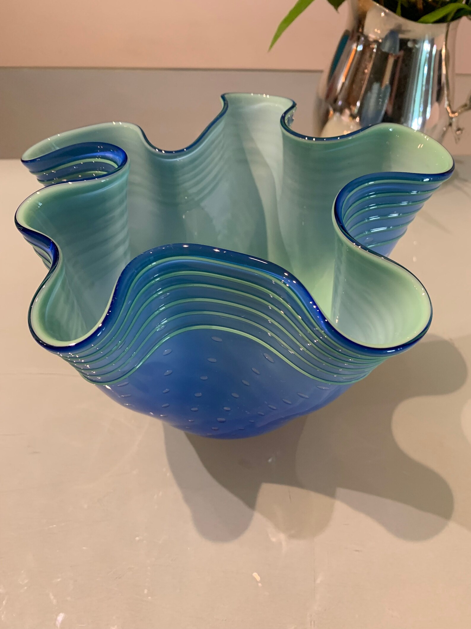 Vintage MCM Wavy Glass Vase with Dots. Retro 1950 Etsy