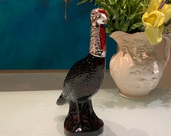Vintage AVON WILD TURKEY Brown Glass Empty After Shave Bottle &quot;Wild Country&quot;