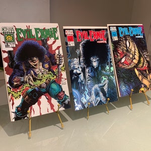 Set of Evil Ernie Comics, featuring LADY DEATH, by Chaos Comics. #0, #2 The Resurrection, Silver Foil Cover & #4 The Resurrection. 1993
