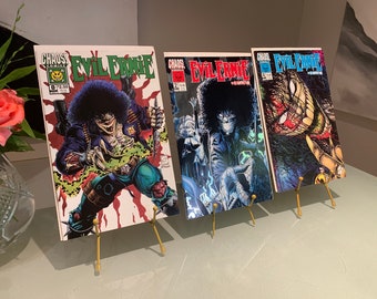Set of Evil Ernie Comics, featuring LADY DEATH, by Chaos Comics. #0, #2 The Resurrection, Silver Foil Cover & #4 The Resurrection. 1993