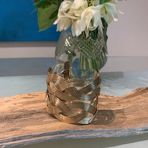 Vintage Gold Tone Braided Statement Cuff.