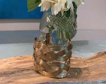 Vintage Gold Tone Braided Statement Cuff.