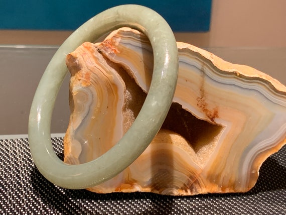 Vintage Hand Carved Jade Bangle. - image 3