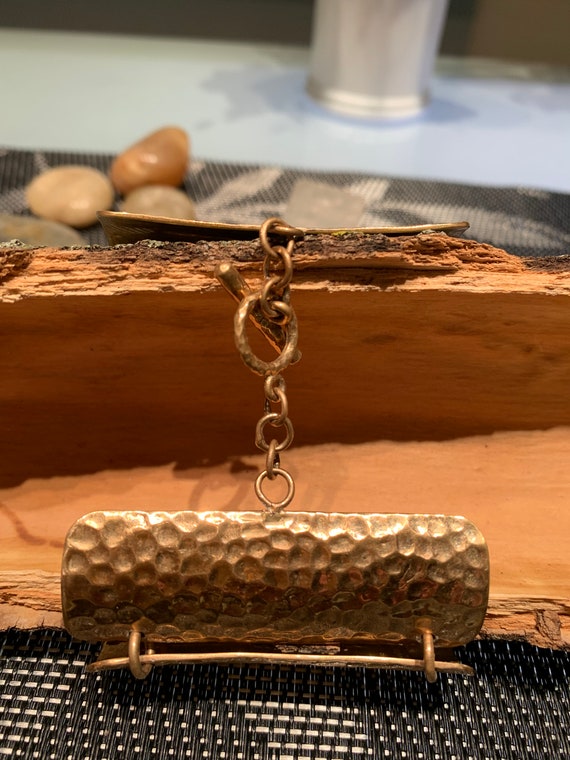 Vintage Hammered Brass Link Statement Bracelet. - image 10