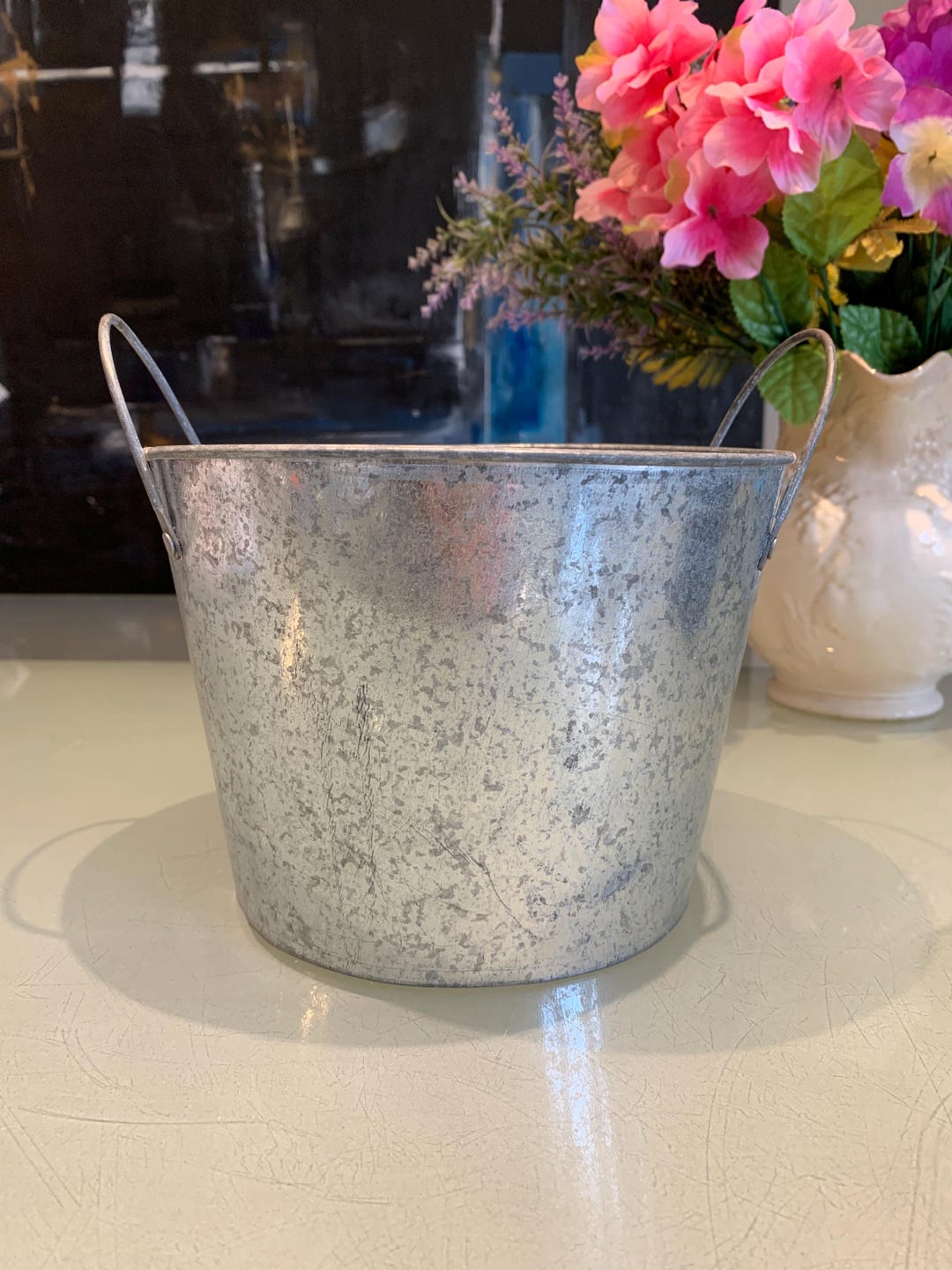Vintage Galvanized Metal Bucket With Handles-rustic Farmhouse Pail. - Etsy