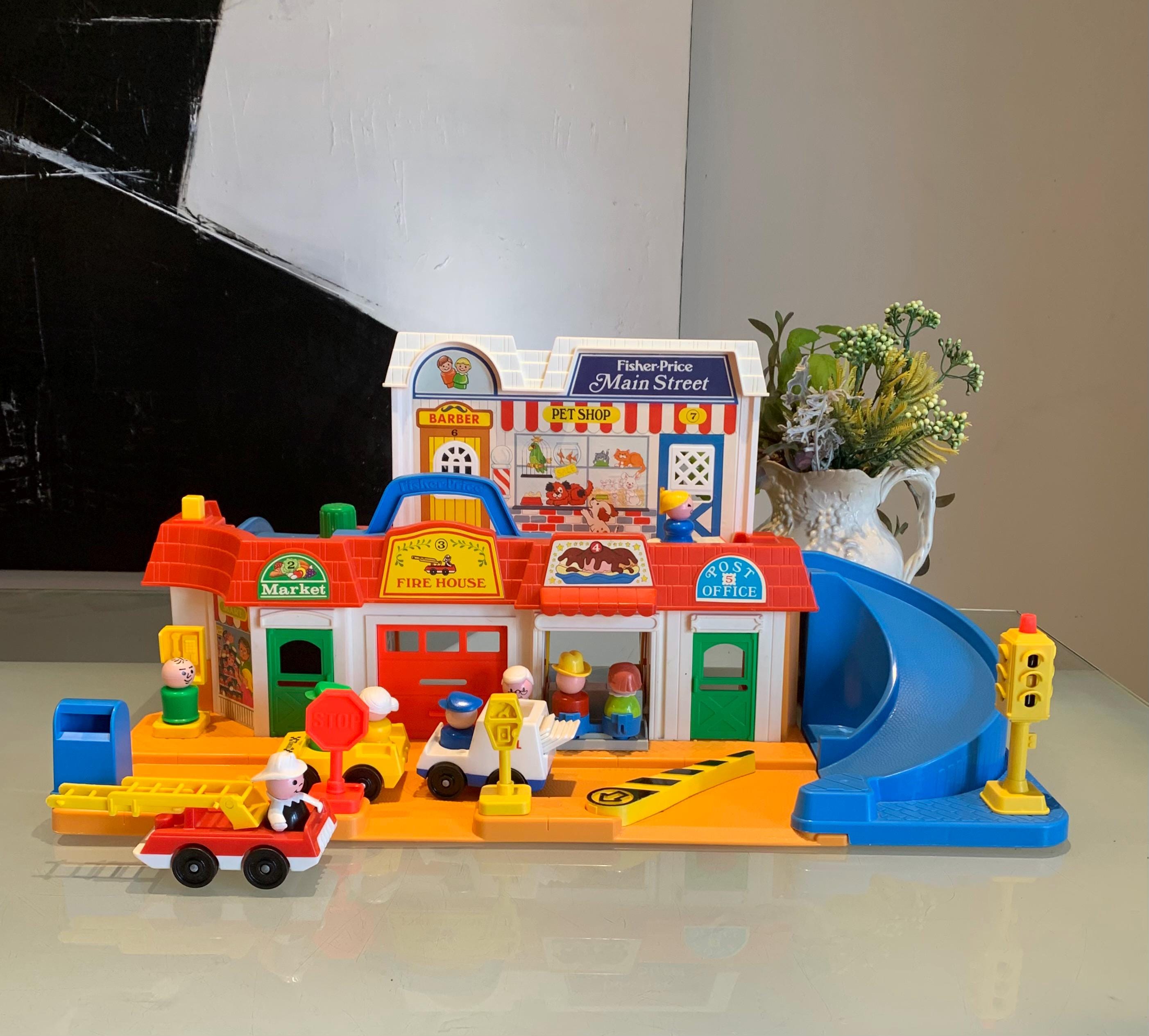 Vintage Fisher Price Little People Main Street with Extras