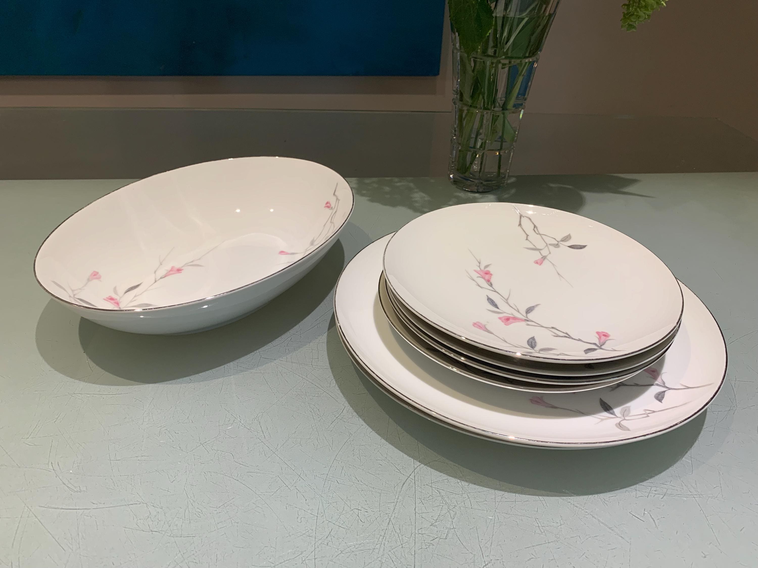 Vintage MCM Cherry Blossom China Set: Crestwood Sakura Plates