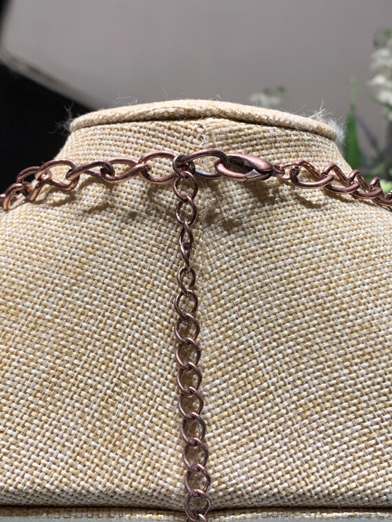 Handcrafted Copper Statement Necklace: Red Rhines… - image 6