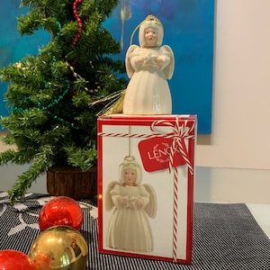 Vintage Lenox &quot;Holiday Cheer&quot; Porcelain Gilded Angel Christmas Ornament with box.