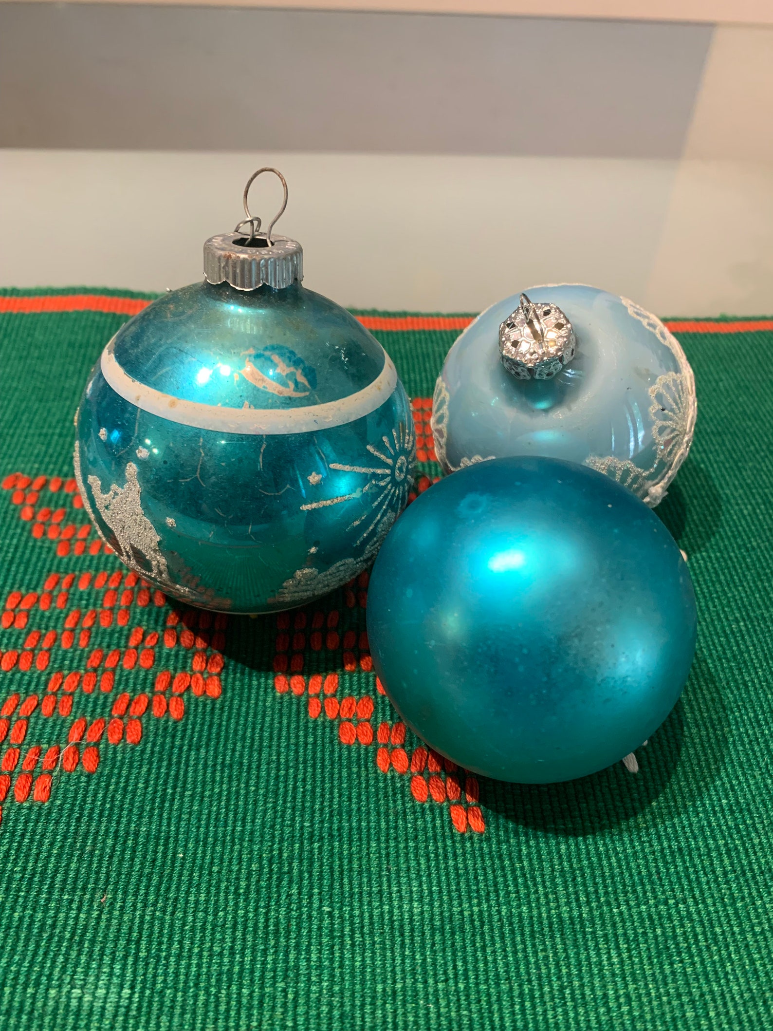 Vintage Teal/blue Mercury Glass Christmas Tree Ornaments. Etsy