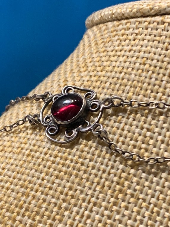 Antique Victorian 7 Stone Garnet Sterling Silver … - image 5