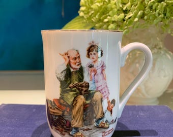 Vintage Ceramic Norman Rockwell Museum "The Cobbler" Coffee/Tea Mug. 1982. Please read the description.