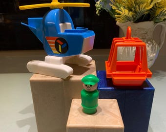 Vintage 1978 Fisher Price Helicopter Little People Quaker Qats