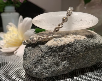 Vintage Silver Tone and Rhinestone Tennis Bracelet. Please read the description.
