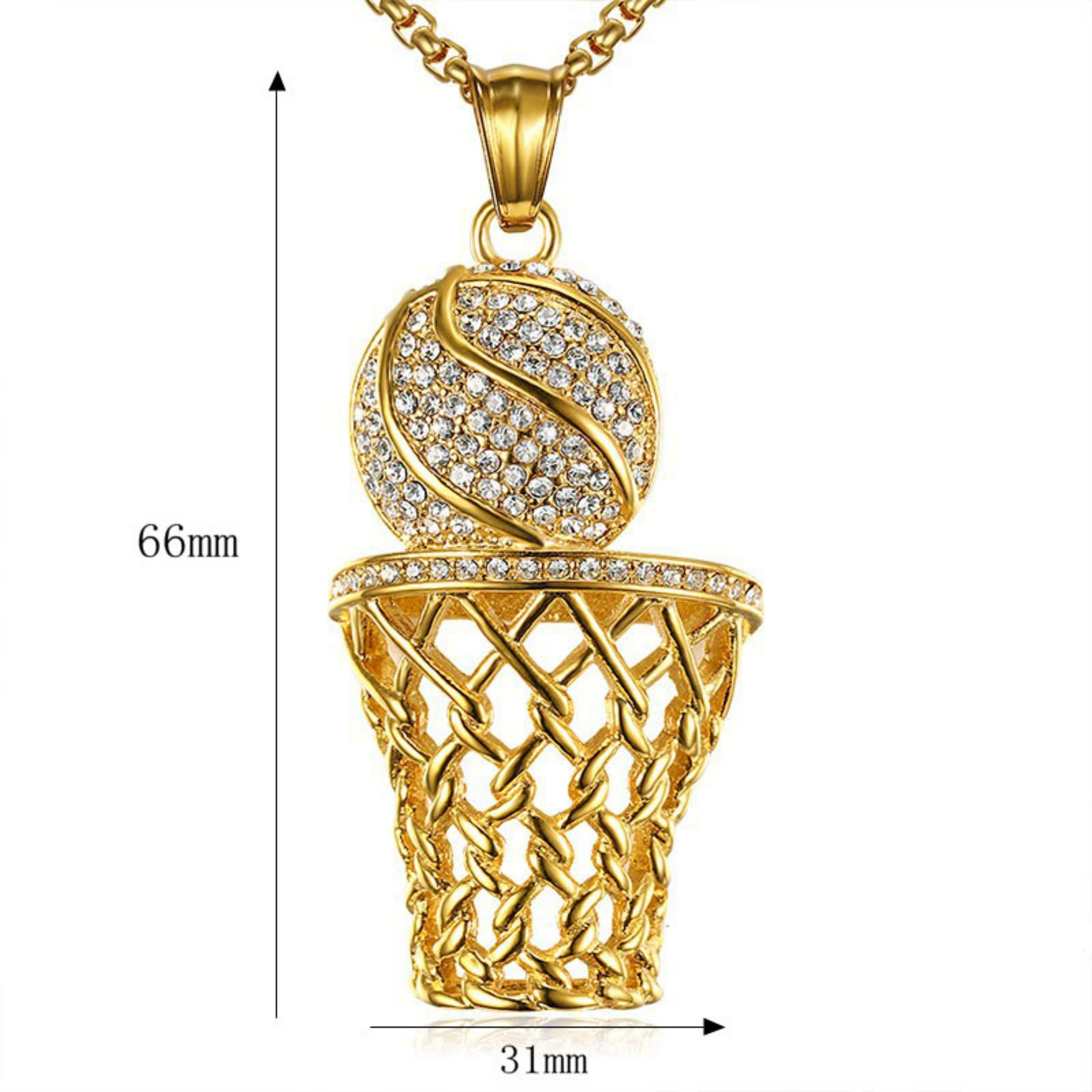 Basketball Pendant Necklace Statement Chain Iced Out Etsy