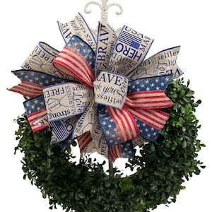 US Marines wreath bow, lantern bow,  patriotic bow, USA bow, Mailbox Bow , Gift for Military Family, Deployment Bow, Veterans Bow