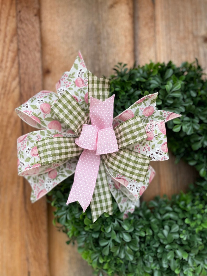 Spring Bow for Wreath , Summer Wreath Bow , Rustic Peony Bow , Gift ...