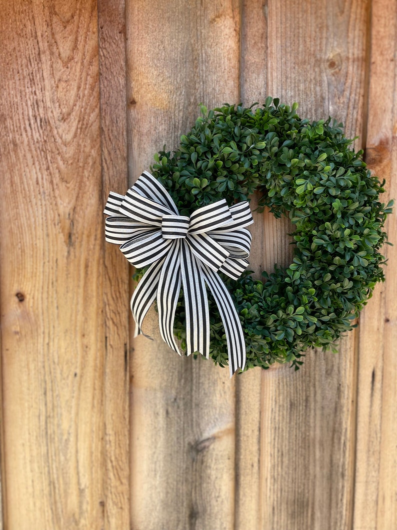 Farmhouse Wreath Bow black and White Bow Cabana Stripe Etsy