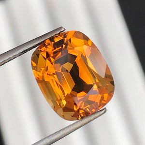 6.10 Carat African Citrine Gemstone: 12 MM Elongated Cushion, Old Mine Cut