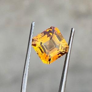 Citrine, Citrine Gemstone, Citrine Faceted, Citrine Octagon,Citrine Asscher Cut, November Birthstone, Weight - 3.70 Carat,Size - 9X9X7 MM.