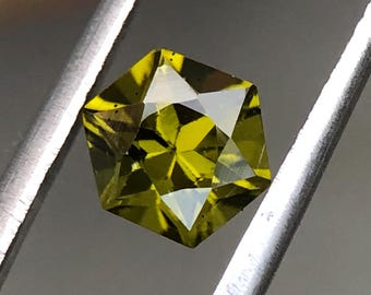 Olive Green Peridot Hexagon 7mm 1.90Ct Natural August Birthstone For Jewelry.