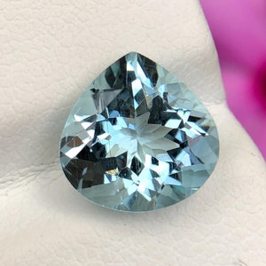 Natural Aquamarine Heart, 9 MM Aquamarine Heart, Brazilian Aquamarine Heart, 2.15 Ct Aquamarine heart, Aquamarine heart For jewellery.