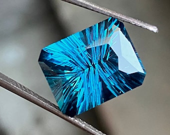 London Blue Topaz, London Blue Topaz Octagon, London Blue Topaz Cone Cave Cut, Size - 12X10X7 MM, Weight - 6.00 Carat, December Birthstone.