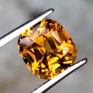 2.90 Carat Old Mine Cut Citrine: Elongated Cushion, November Birthstone