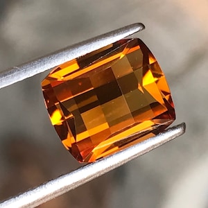 Natural Citrine, 9 MM Citrine Cushion, February Birthstone, Pixel Cut Citrine, 2.95 Carat Citrine, Citrine For Jewellery, Citrine Gemstone.