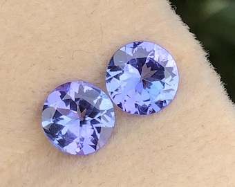 6 mm Violett-Blau Tansanit Paar: 1.45 Karat Rundschliff Edelsteine