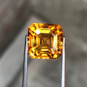 Natural Citrine, 11 MM Citrine Octagon, Citrine Asscher Cut, Citrine Gemstone, African Citrine, 6.40 Carat Citrine, November Stone
