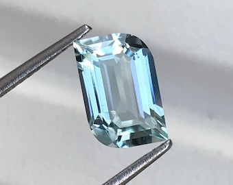 Naturlig akvamarin 1,60 ct 9×6 MM fancy cut mars födelsesten för smycken