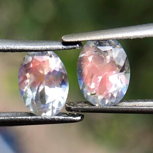 Natuurlijk ovaal paar regenboogmaansteen: edelstenen Madagascar, 1,70 kt