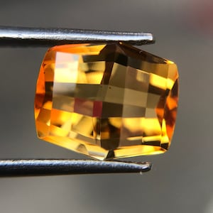 Natural Citrine, 10.5 MM Citrine Elongated Cushion, 3.85 Carat Citrine, Citrine Pixel Cut, November Birthstone, Citrine For Jewellery.