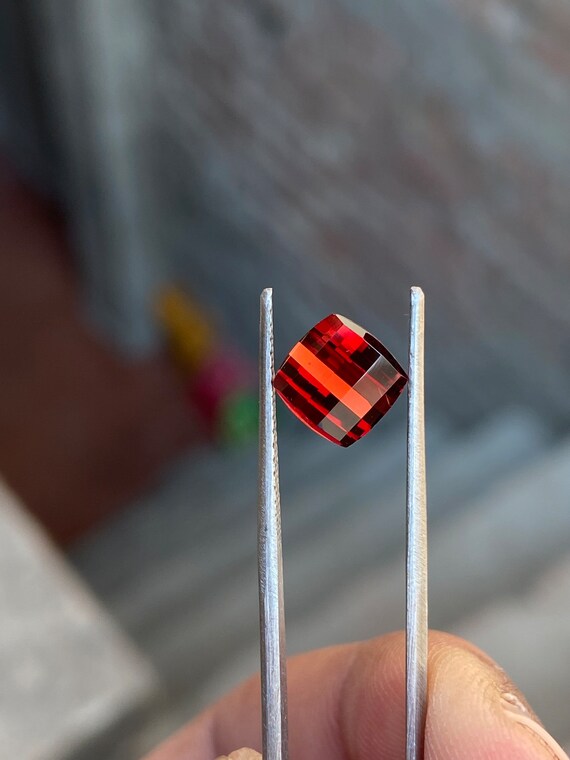 Natural Mozambique Garnet: 2.40 Carat Red Pixel Cut Cushion