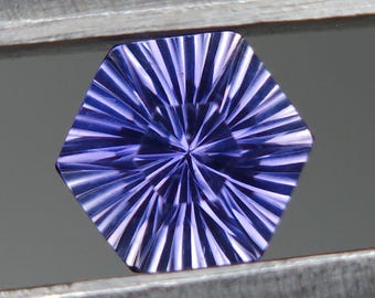 Blue Iolite Sunburst Cut Hexagon 7mm 0.80 Carat Natural September birthstone For Jewelry
