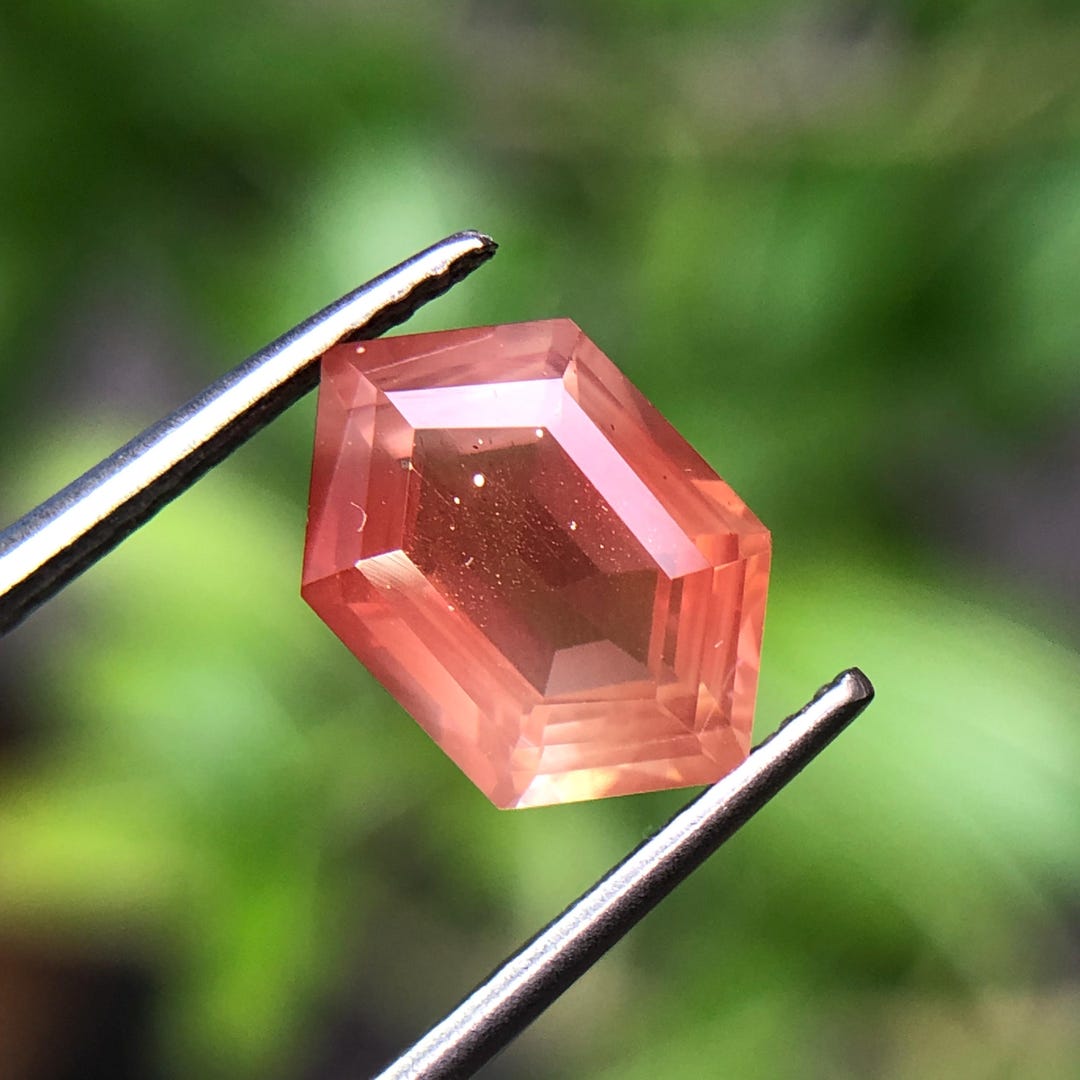 Natural Rosy Copper Oregon Sunstone: 1.50ct Long Hexagon Gemstone - Etsy
