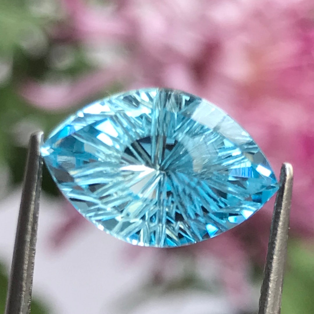 Sky Blue Topaz Gemstone: 7.55 Carat Eye Shape, December Birthstone - Etsy