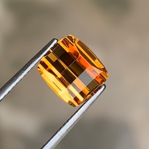 Natural Citrine, 9 MM Citrine Elongated Cushion, Citrine Pixel Cut, Citrine Gemstone, 3.60 Carat Citrine, November Birthstone.
