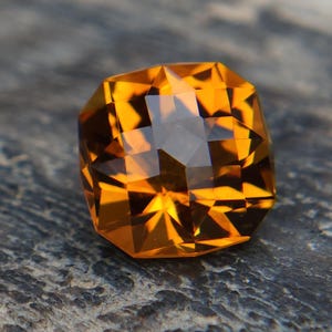 Natural Orangish Yellow Citrine – 9mm Fantasy Cut Octagon Citrine, 3 Carat Gemstone for Jewelry Making