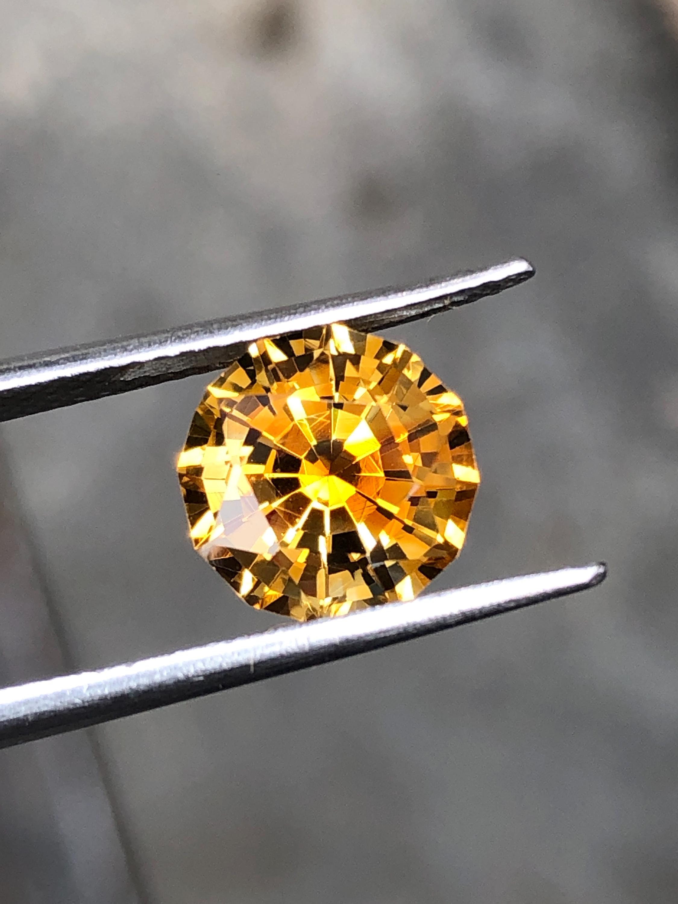 精密カットのラウンドシトリン：4カラットの天然宝石（9.5 MM） - Etsy 