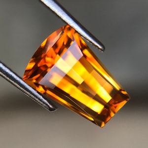 Natural Citrine, 11 MM Citrine Fancy Shape, November Birthstone, 3.25 Ct, Opposed bar Cut Citrine, Citrine for jewellery, Lusterous citrine