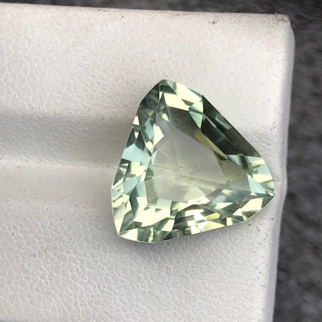 Triangle Prasiolite Gemstone: 8.45 Carat Green Amethyst, February ...