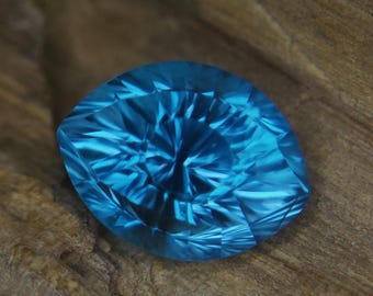 Natural London Blue Topaz Eye Gemstone, Sunburst Cut, 7.5 MM, December Birthstone