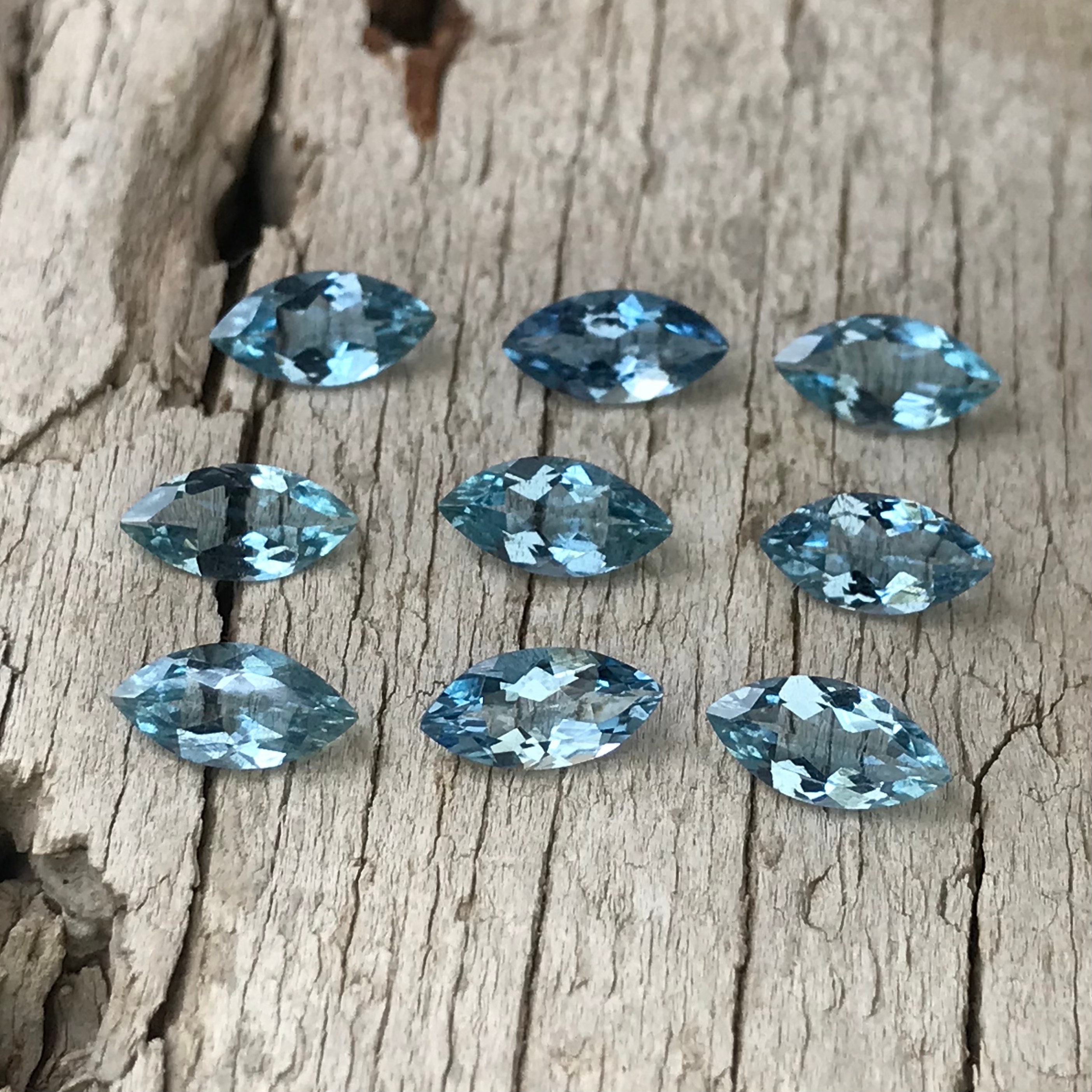 アクアマリン 0.45カラット 8 x 4 mm マーキスカット 天然 3月の誕生石 