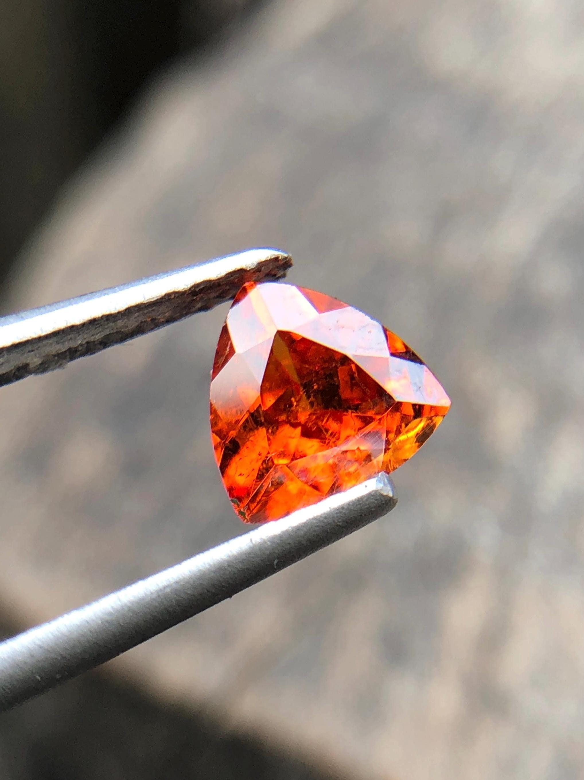Natural Fanta Spessartine Garnet: 0.65 Ct Trillion Cut Gemstone - Etsy