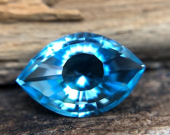 Swiss Blue Topaz Eye 10.5 MM 2.70 Carat Natural December Birthstone for Jewelry.